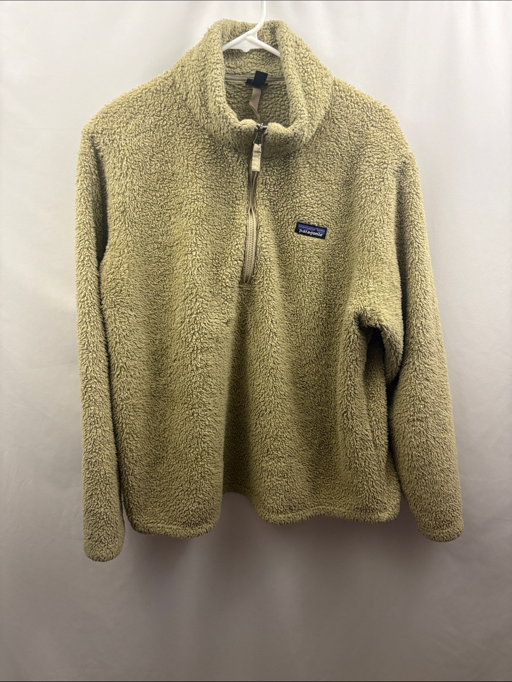Patagonia Womens Los Gatos Fuzzy 1/4 Zip Oatmeal Tan Fleece Pullover - Picture 2 of 6